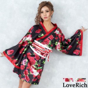 LoveRich ラブリッチ 薔薇柄サテンミニドレス キャバドレス 花魁 [0019]