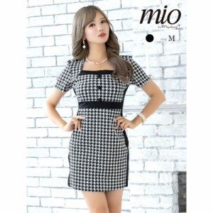 MyDress マイドレス Mio ミオ 千鳥格子柄 ラインデザインワンピース ブラック ミニドレス キャバドレス[AG2303043]