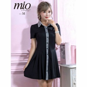 MyDress マイドレス Mio ミオ 千鳥格子柄カラー フレアミニワンピース ブラック ミニドレス キャバドレス[AG2303039]