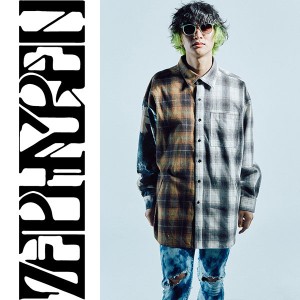 Zephyren ゼファレン SWITCHING BIG SHIRT L/S YELLOW / BLACK