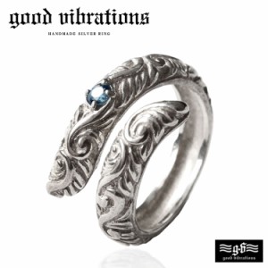 good vibrations グッドバイブレーション シルバーリング メンズ シルバー925 ロンドンブルートパーズ ハワイアンジュエリー 指輪 フリー