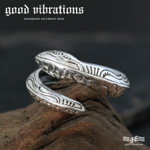 good vibrations グッドバイブレーション シルバーリング メンズ シルバー925 蛇 ヘビ ブランド 指輪 フリーサイズ おしゃれ 母の日 rg09