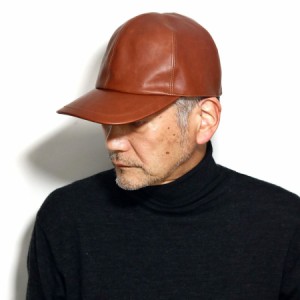 レザーキャップ メンズ 革 キャップ 帽子 cap 日本製 本革 レザー メンズキャップ leather cap 茶 中茶 ミディアムブラウン クリスマス 