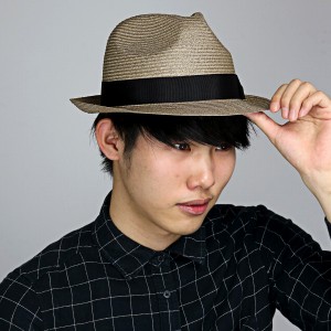 ストローハット メンズ シンプル 帽子 日本製 サイズ調整可 春夏 麦わら帽子 ティアドロップ型