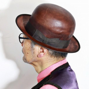 THE FACTORY MADE ハット 秋 冬 高品質 ヴィンテージ LEATHER DERBY HAT馬革 ダービーハット メンズ ボーラーハット 紳士 山高帽 レザー 