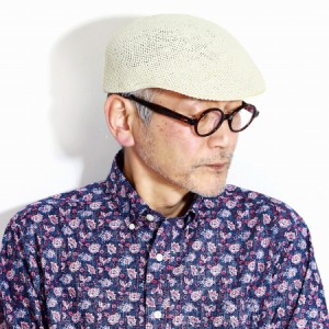 ハンチング 紳士 プロムナード イタリア製 メンズ 帽子 ペーパー GALLIANO SORBATTI 通気性 清涼感 ザク編み ハンチング 軽い オフホワイ