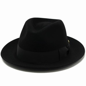 ビーバーファーフェルト 中折れハット アメリカ ノックス ブランド 高級 ハット 黒 ブラック［ fedora hat ］［ felt hat ］クリスマス 