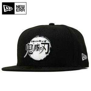 ニューエラ 鬼滅の刃 コラボ キャップ NEWERA 59FIFTY 鬼滅 アニメ タイトルロゴ 帽子 フラットバイザー ベースボールキャップ / 黒 ブラ