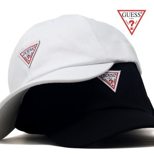 ブランド キャップ シンプル メンズ GUESS 帽子 ゲス 春夏 ツイルキャップ ベースボールキャップ サイズ調節可 コットン ワンポイント 黒