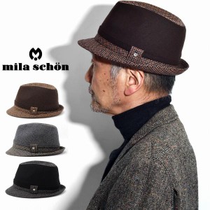 Mila Schon｜ミラ・ショーン 帽子 メンズ クラブチェック ハット メンズ ハット帽子 中折れハット メンズ ニューレスコー ハット ミラシ