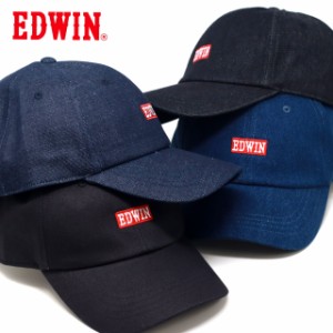 EDWIN デニムキャップ メンズ エドウィン 帽子 メンズ キャップ メンズ エドウィン ジーンズ ベースボールキャップ ボックスロゴ ６パネ