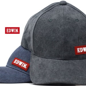 デニム キャップ 洗い加工 メンズ EDWIN 帽子 エドウィン 春夏 ツイルキャップ ベースボールキャップ サイズ調節可 コットン 黒 紺 ブラ