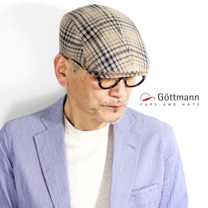 ハンチング帽 大きいサイズ 父の日 ギフト 送料無料 Gottmann ハンチング メンズ 春夏 ゴットマン 帽子 Jackson チェック柄 60cm 61cm ベ