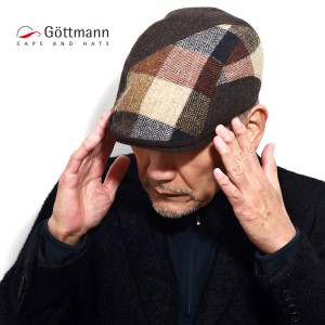 ハンチング メンズ 大きいサイズ 秋冬 Gottmann パッチワーク ウール 暖かい 帽子 ゴットマン チェック柄 ハンチング帽 マルチカラー［ i