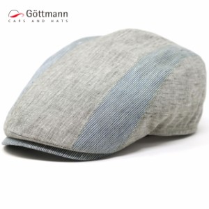 メンズ ハンチング ストライプ ゴットマン 帽子 大きいサイズあり ハンチング帽 縦縞 Gottmann Seattle リネン 切替ハンチング 紳士 ブラ