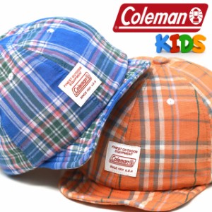 コールマン キャップ 深め 子ども用 春夏 キッズ 帽子 マドラスチェック 吸水速乾 キャップ Coleman 男の子 アウトドア 女の子 帽子 熱中