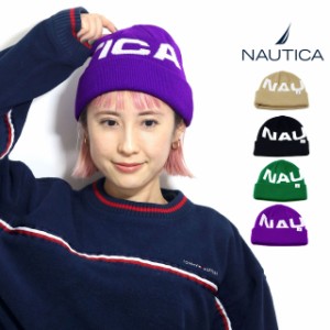 nautica ニット ノーティカ メンズ ニット帽 レディース NAUTICA ショートワッチ 90年代 ロゴ ロールキャップ ビックロゴ ビーニー アク