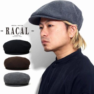 ラカル ハンチング帽 メンズ ウール 綿ウールカルゼ ハンチング帽子 紳士 racal 帽子 秋冬 アイビーキャップ 日本製 / ブラック ブラウン