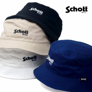 Schott N.Y.C. ショット バケットハット ブランド Schott メンズ レディース 帽子 ハット ツイルハット ロゴ 綿100% 手洗いOK 春夏 秋冬 