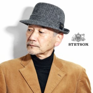 STETSON メンズ ハット ヘリンボン柄 ステットソン アルペンハット メンズ 冬 帽子 アルペン 紳士 帽子 ジェノバ 日本製 秋冬 グレー [ a