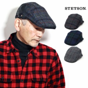 STETSON ハンチング 冬 ツイード ハンチング帽 メンズ ステットソン ウール 帽子 ハリスツイード 防寒 保温 紳士帽子 ネイビー/グリーン/
