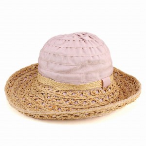 帽子 レディース 夏 エレガント ぼうし 日よけ 日焼け対策　広つば ハット 婦人 日本製　ブレードハット NEWKOWA ハット ピンク