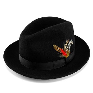 【NEWYORK HAT】 帽子 ニューヨークハットワイドブリム中折れハット The Fedora ブラック 黒 フェルト帽 メンズ レディース