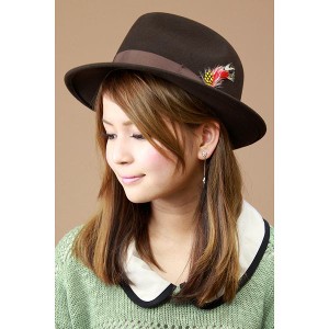 【 New York Hat 】 ニューヨークハットワイドブリム中折れハット The Fedora ブラウン ( 茶 )