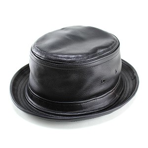 ニューヨークハット レザー ポークパイハット メンズ 帽子 レディース 本革 ラムスキン 帽子 ハット 黒 ブラック