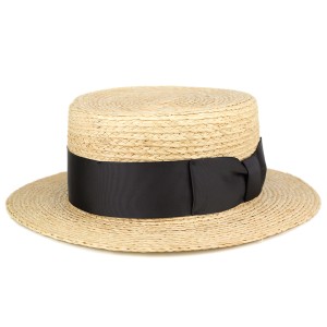 カンカン帽 ラフィア ブレード 大きなリボン お洒落 サイズ調整可 夏 春 ファッション ボーターハット キャノチエ ベージュ