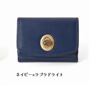 【即納】HASHIBAMI ハシバミ Gem Stone Mini Wallet 【天然石ミニウォレット】【ネイビー】【ラブラドライト 】Ha-2008-729 財布 三つ折