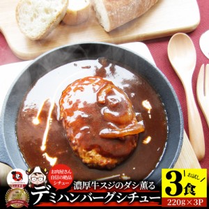 デミハンバーグシチュー 220g×3食セット ハンバーグ 肉 牛肉  母の日 父の日 新生活 ギフト 食品 お祝い デミグラスソース 温めるだけ 