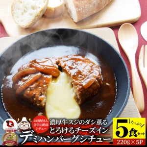 チーズインデミハンバーグシチュー 220g×5食セット チーズイン ハンバーグ 肉 牛肉  父の日 御中元 お中元 ギフト 食品 お祝い デミグラ