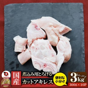 国産 カット アキレス3kg(300g×10パック) 便利な小分け 煮込み用 とろける 牛すじ 牛 スジ 冷凍 肉 食べ物 食品 通販 お取り寄せ グルメ