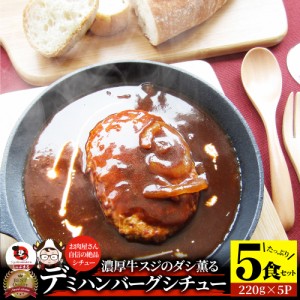 デミハンバーグシチュー 220g×5食セット ハンバーグ 肉 牛肉  母の日 父の日 新生活 ギフト 食品 お祝い デミグラスソース 温めるだけ 