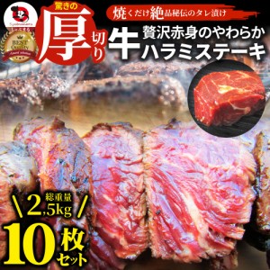 ステーキ ハラミ 牛ハラミ ブロック 焼肉 （タレ漬け）2,500g（250g×10） タレ 秘伝 焼肉セット 焼肉 ランキング1位 やきにく ハラミ 赤