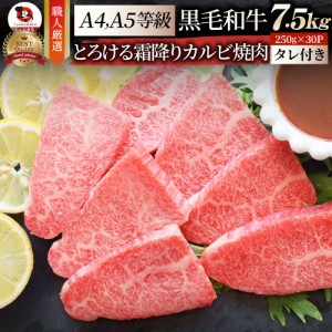 A4,A5ランク 特選 黒毛和牛 カルビ 焼肉 7.5kg（250g×30）今だけ焼肉のタレ付き 牛肉 牛 焼肉 バーベキュー BBQ カルビ 国産 肉 母の日 