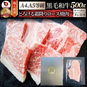 A4,A5ランク 特選 黒毛和牛 ロース 焼肉 ギフトボックス付き 500g (250g×2) 今だけ焼肉のタレ付き 【 牛肉 牛 焼肉 A5等級 A4等級 バー