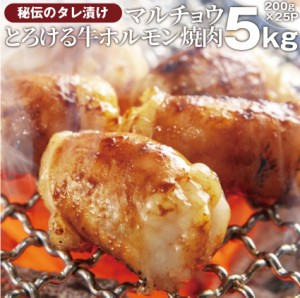 牛タレ漬けホルモン（マルチョウ） 5kg（200g×25袋） 焼肉用 焼くだけ バーベキュー BBQ  肉 タレ 秘伝 焼肉 やきにく アウトドア お家