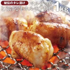 牛タレ漬けホルモン（マルチョウ） 1kg（200g×5袋） 焼肉用 焼くだけ バーベキュー BBQ  肉 タレ 秘伝 焼肉 やきにく アウトドア お家焼