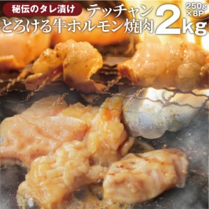 タレ漬け 牛 ホルモン（テッチャン） シマチョウ 2kg（250g×8袋） 焼肉用 焼くだけ バーベキュー BBQ  肉 タレ 秘伝 焼肉 やきにく アウ