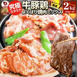 焼肉 ざんまい 牛豚鶏よくばり焼肉ミックス 2kg(500g×4) おトク お徳用 送料無料 肉 通販 お取り寄せ グルメ アウトドア お家焼肉 レジ