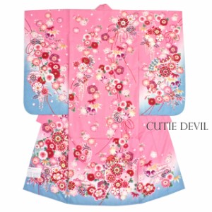 七五三 着物 7歳 購入 販売 女の子 祝着 ピンク 花 桜 牡丹 7歳 キューティーデビル 着物 送料無料