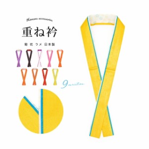 重ね襟 振袖 重ね衿 伊達衿 成人式 袴 二尺着物 盛装用 友禅 レディース 色無地 訪問着 菊 キク 花 ラメ 正絹 シルク 日本製 メール便対