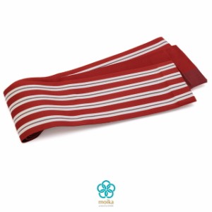 半幅帯 リバーシブル 浴衣 帯 moika（モイカ） 赤 レッド 縞 ストライプ シンプル モダン 小紋 紬 カジュアル 女性用 レディース 細帯 半