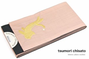 半幅帯 浴衣 帯 浴衣用 小紋用 夏着物用 tsumori chisato ピンク 猫 刺繍 麻 半巾帯 細帯 送料無料