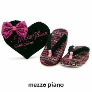 草履バッグセット 七五三 Mezzo Piano（メゾピアノ） ピンク 黒 ブラック ハート リボン スパンコール ラインストーン ラメ 7歳 7才 和装