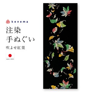 てぬぐい 手ぬぐい 手拭い おしゃれ 日本製 タペストリー 額縁 吹よせ紅葉 秋 注染 kenema メール便