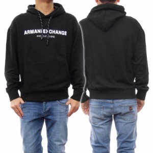 【セール 35％OFF！】ARMANI EXCHANGE アルマーニエクスチェンジ メンズプルオーバーパーカー 6RZMHF ZJDGZ ブラック