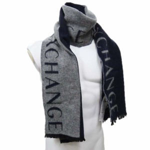 【セール 32％OFF！】ARMANI EXCHANGE アルマーニエクスチェンジ メンズウールマフラー 954300 3F150 ブラック×グレー